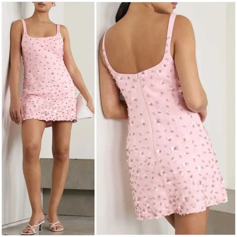 NWT SIMKHAI Ziva Embellished Crepe Mini Dress SZ US 6 - Picture 3 of 10